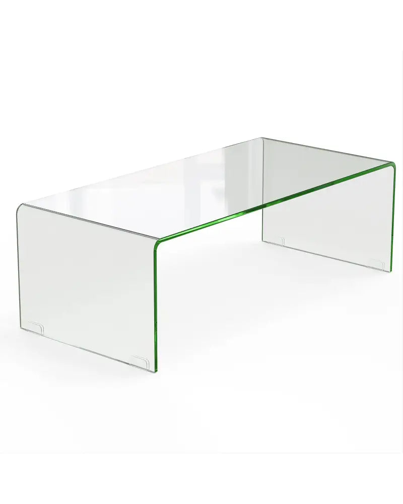 40 x 19.5 x 13.5 Inch Glass Coffee Table with Rounded Edges for Living Room - Transparent - Coffee Tables