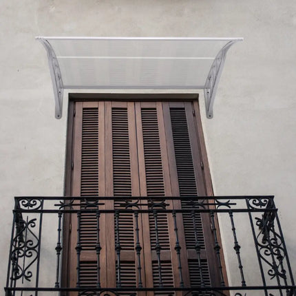 40 x 40 Inch Outdoor Polycarbonate Front Door Window Awning Canopy-Gray - Gray - Outdoor Shades