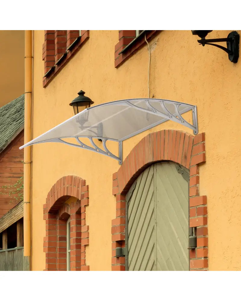 40 x 40 Inch Outdoor Polycarbonate Front Door Window Awning Canopy-Gray - Gray - Outdoor Shades