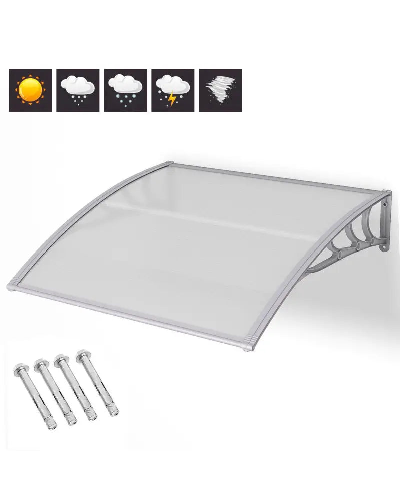 40 x 40 Inch Outdoor Polycarbonate Front Door Window Awning Canopy-Gray - Gray - Outdoor Shades