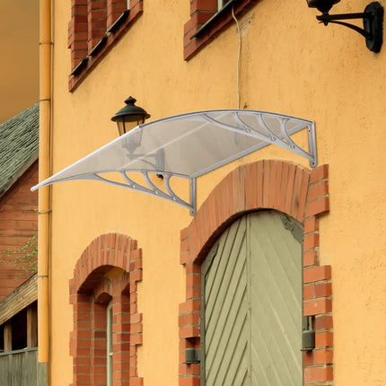 40 x 40 Inch Outdoor Polycarbonate Front Door Window Awning Canopy-Gray - Gray - Outdoor Shades