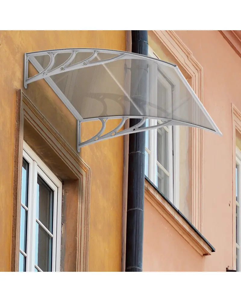 40 x 40 Inch Outdoor Polycarbonate Front Door Window Awning Canopy-Gray - Gray - Outdoor Shades