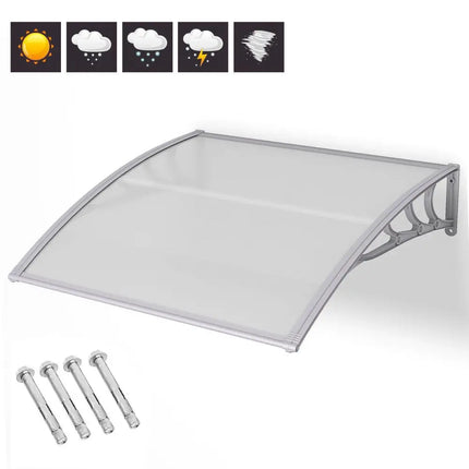 40 x 40 Inch Outdoor Polycarbonate Front Door Window Awning Canopy-Gray - Gray - Outdoor Shades