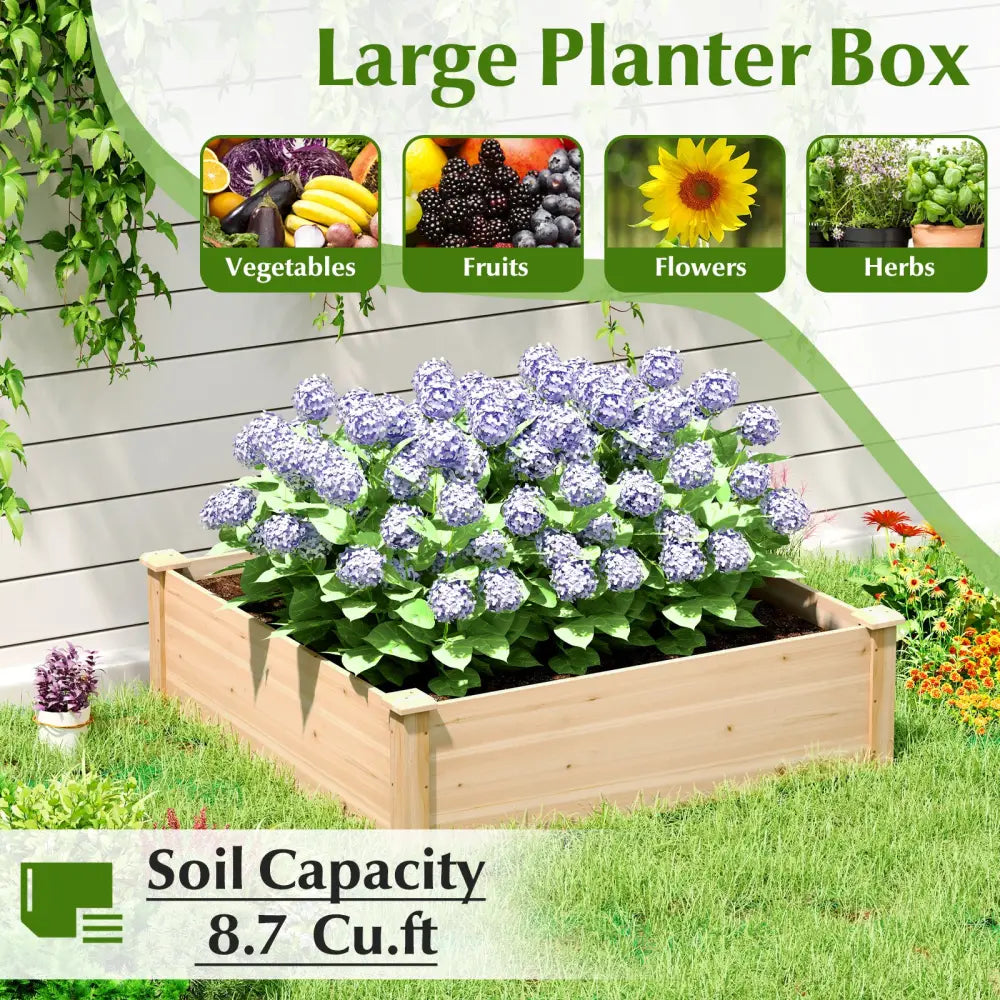 40’’ x 40’’ Outdoor Wood Raised Garden Bed-Natural - Natural - Raised Garden Beds