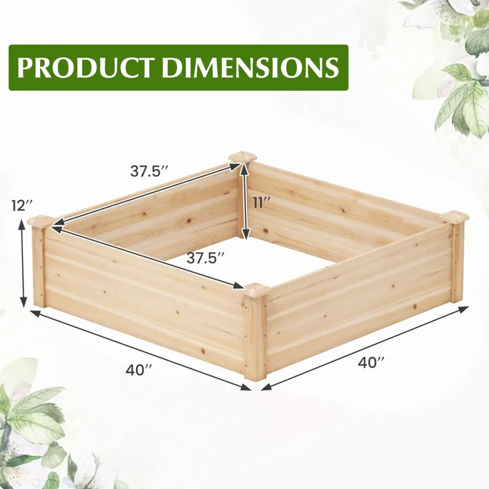 40’’ x 40’’ Outdoor Wood Raised Garden Bed-Natural - Natural - Raised Garden Beds