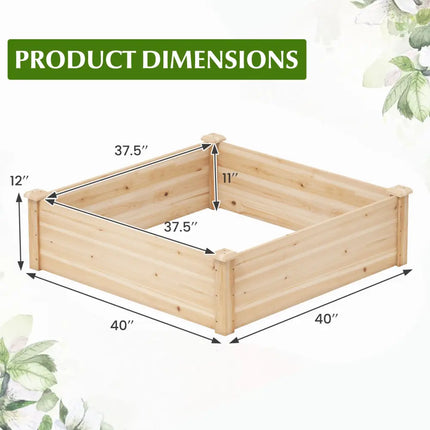 40’’ x 40’’ Outdoor Wood Raised Garden Bed-Natural - Natural - Raised Garden Beds