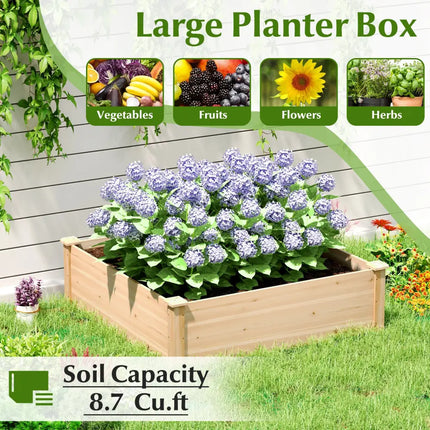 40’’ x 40’’ Outdoor Wood Raised Garden Bed-Natural - Natural - Raised Garden Beds