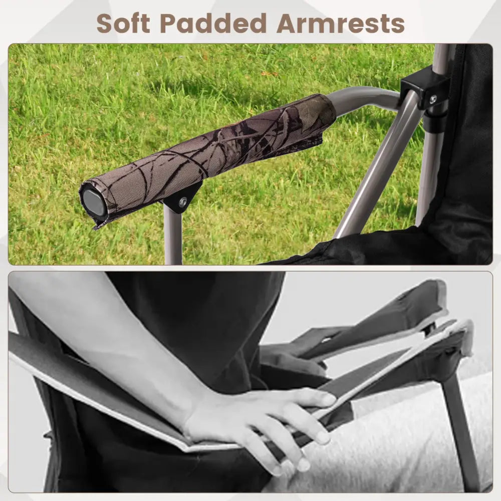 400 LBS Support Folding Camping Chair with Covers-Black - Black - Camping Furniture