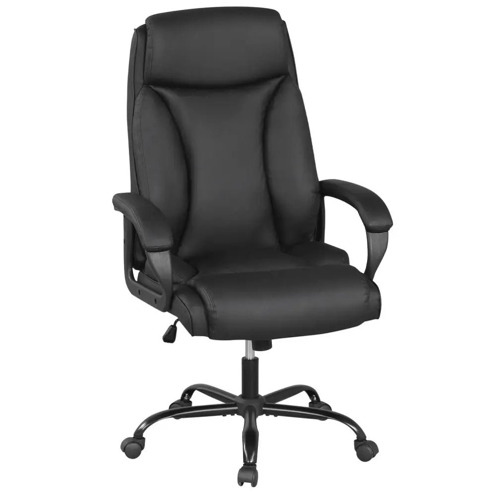 400 Pounds Big and Tall Adjustable High Back Leather Office Chair - Black - Big and Tall Chairs