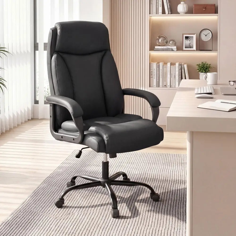 400 Pounds Big and Tall Adjustable High Back Leather Office Chair Costway