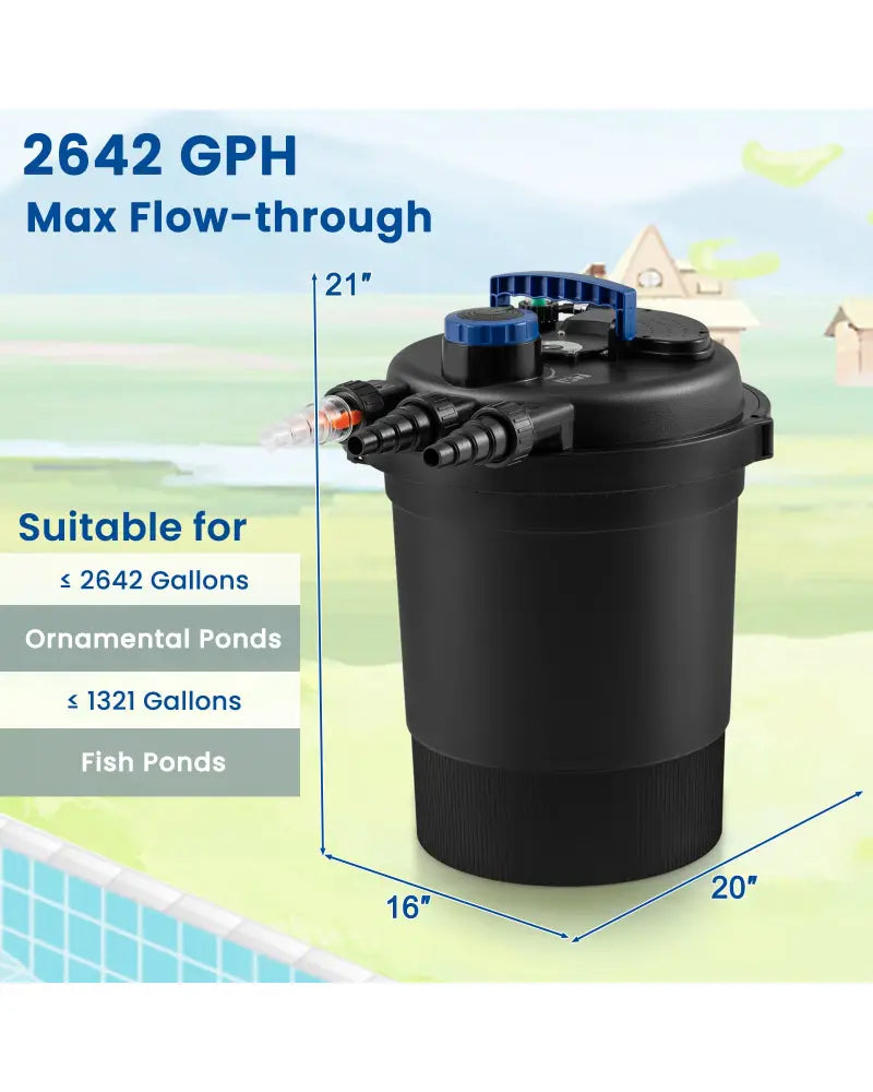 4000 Gallons Pond Pressure Bio Filter with 13W UV Light - Watering & Irrigation
