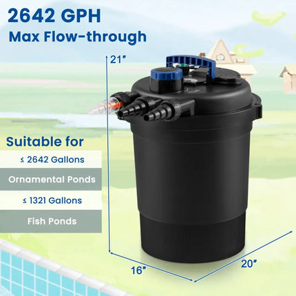 4000 Gallons Pond Pressure Bio Filter with 13W UV Light - Watering & Irrigation