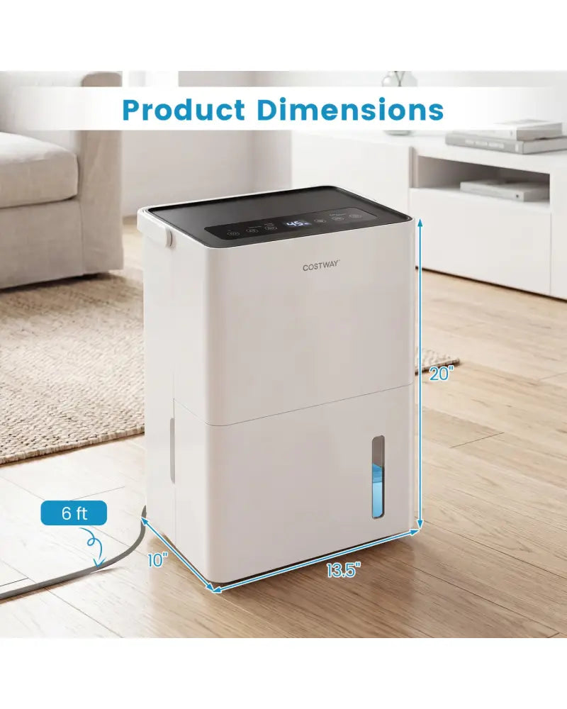 4000 Sq.Ft 80 Pint Compressor Dehumidifier with Drain HoseSmart Humidity Control and Child Lock-White - White