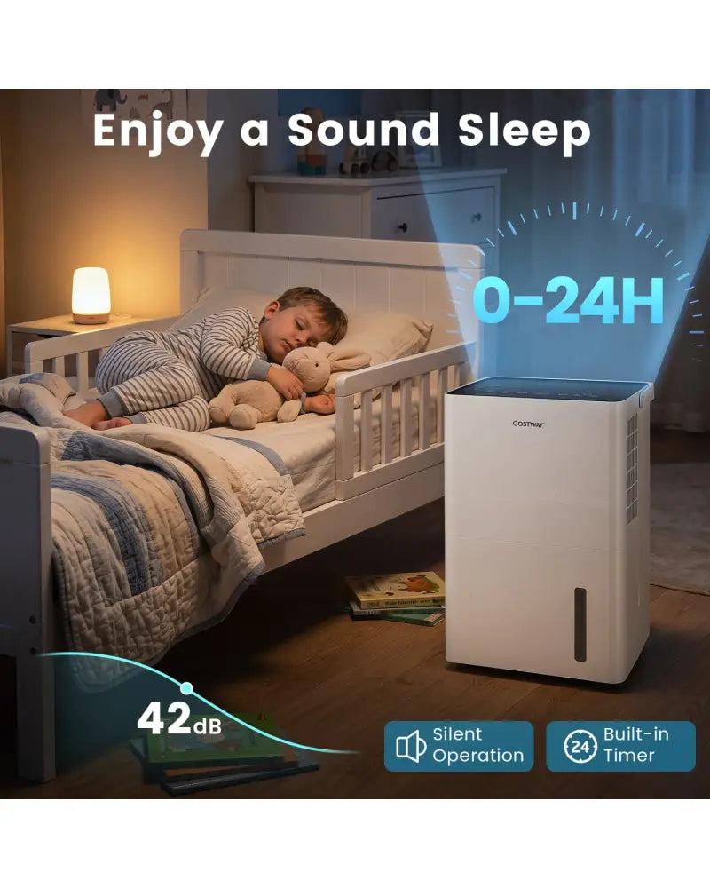 4000 Sq.Ft 80 Pint Compressor Dehumidifier with Drain HoseSmart Humidity Control and Child Lock-White - White