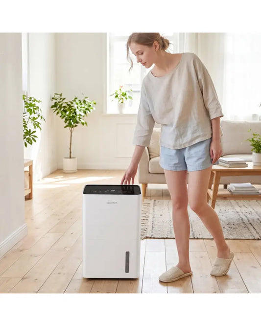 4000 Sq.Ft 80 Pint Compressor Dehumidifier with Drain HoseSmart Humidity Control and Child Lock-White - White