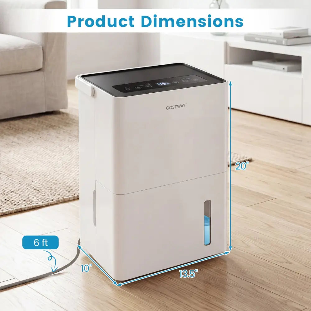 4000 Sq.Ft 80 Pint Compressor Dehumidifier with Drain HoseSmart Humidity Control and Child Lock-White - White