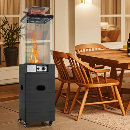 40000 BTU Patio Heater Outdoor Propane Gas Heater with Cover and Wheels-Black - Black - Patio Heaters