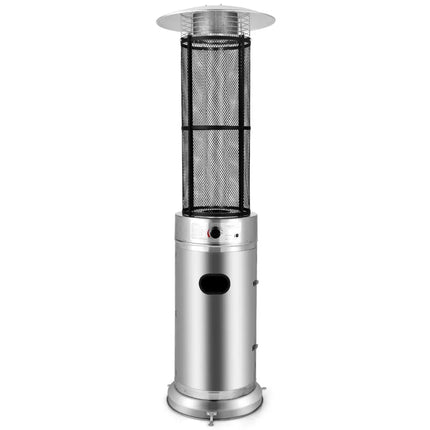40000 BTU Stainless Steel Round Glass Tube Patio Heaters - Silver - Patio Heaters