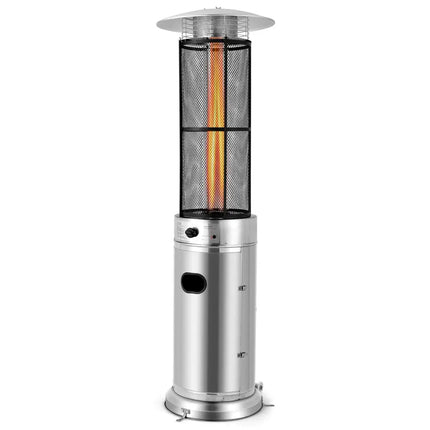 40000 BTU Stainless Steel Round Glass Tube Patio Heaters - Silver - Patio Heaters