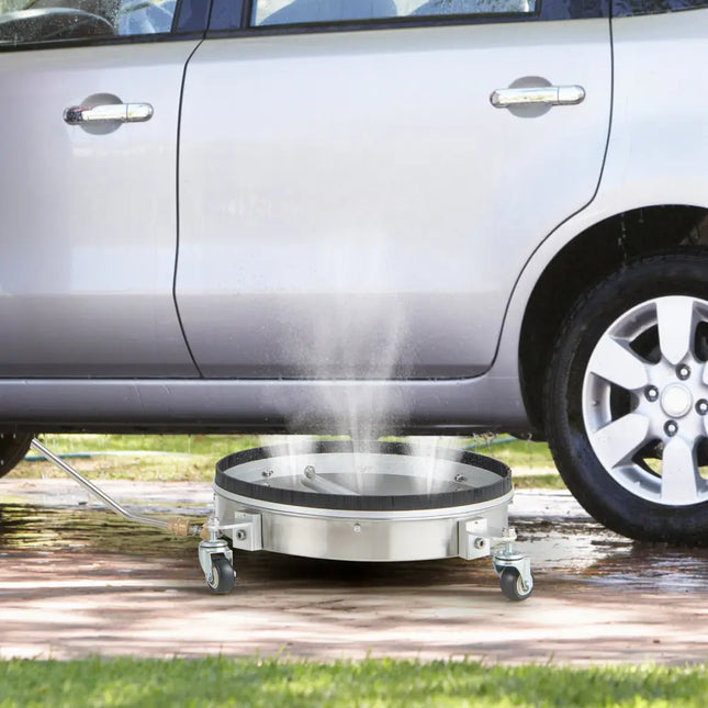 4000PSI Pressure Washer Surface Cleaner Stainless Steel with Casters - Silver - Pressure Washers