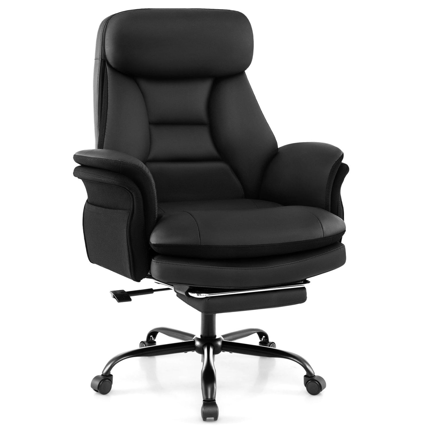 400 LBS Ergonomic Big and Tall Office Chair with Faux Leather-Black