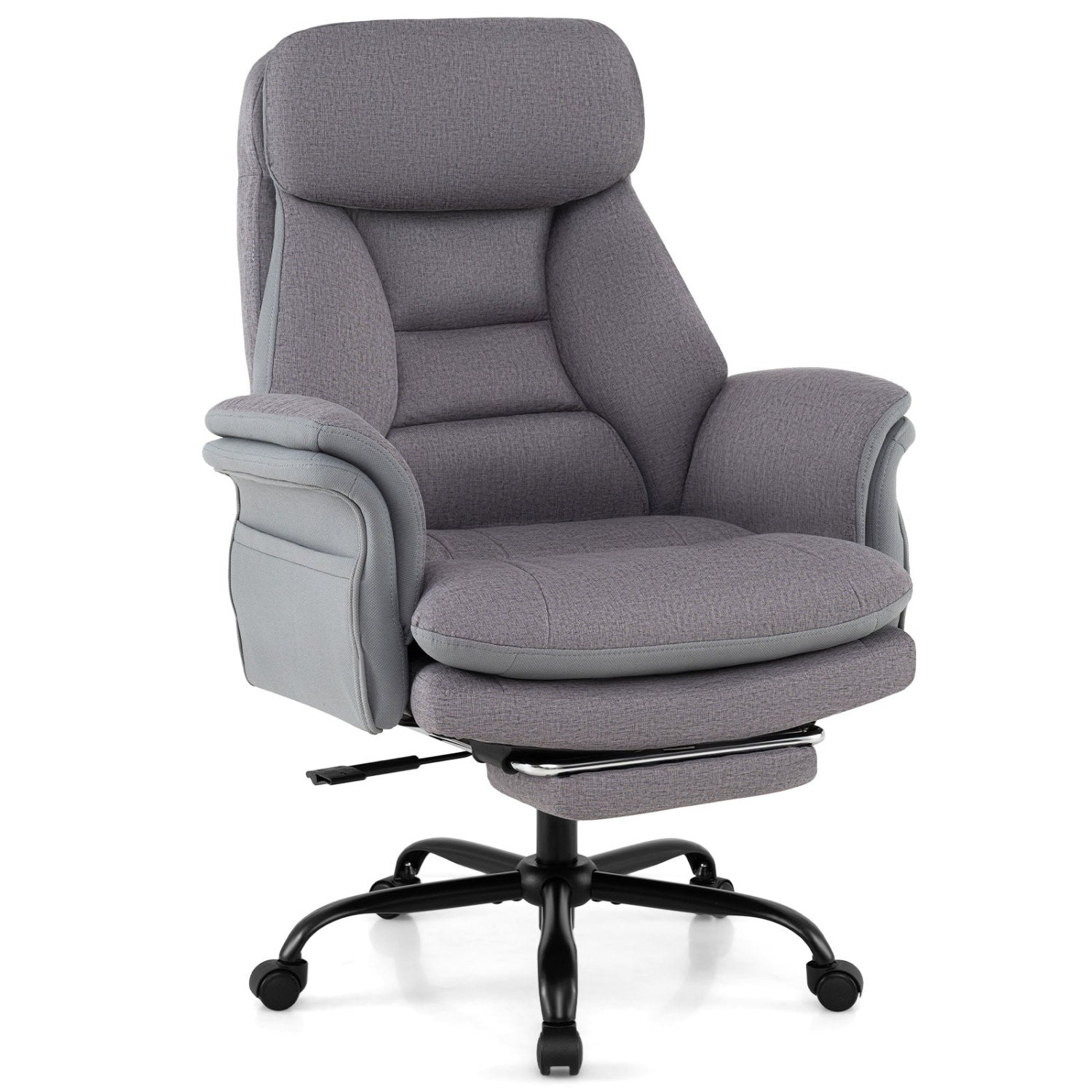 400 LBS Ergonomic Big and Tall Office Chair with Faux Leather-Gray