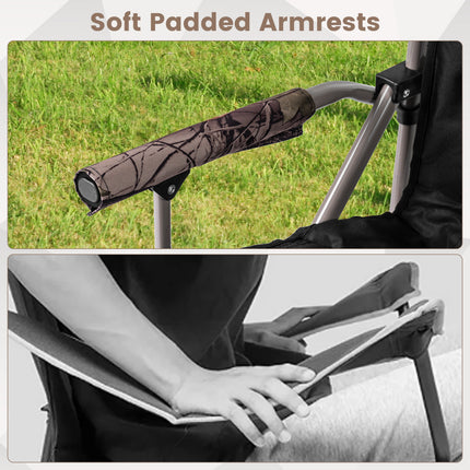 400 LBS Support Folding Camping Chair with Covers-Black