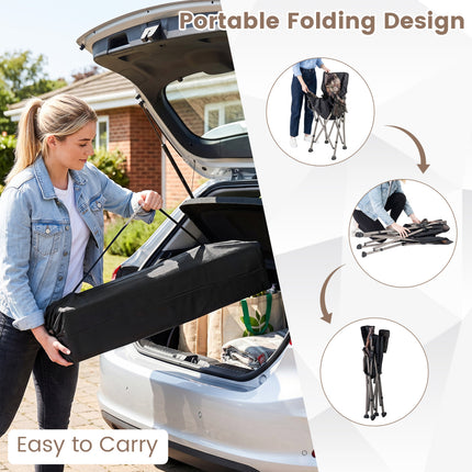 400 LBS Support Folding Camping Chair with Covers-Black