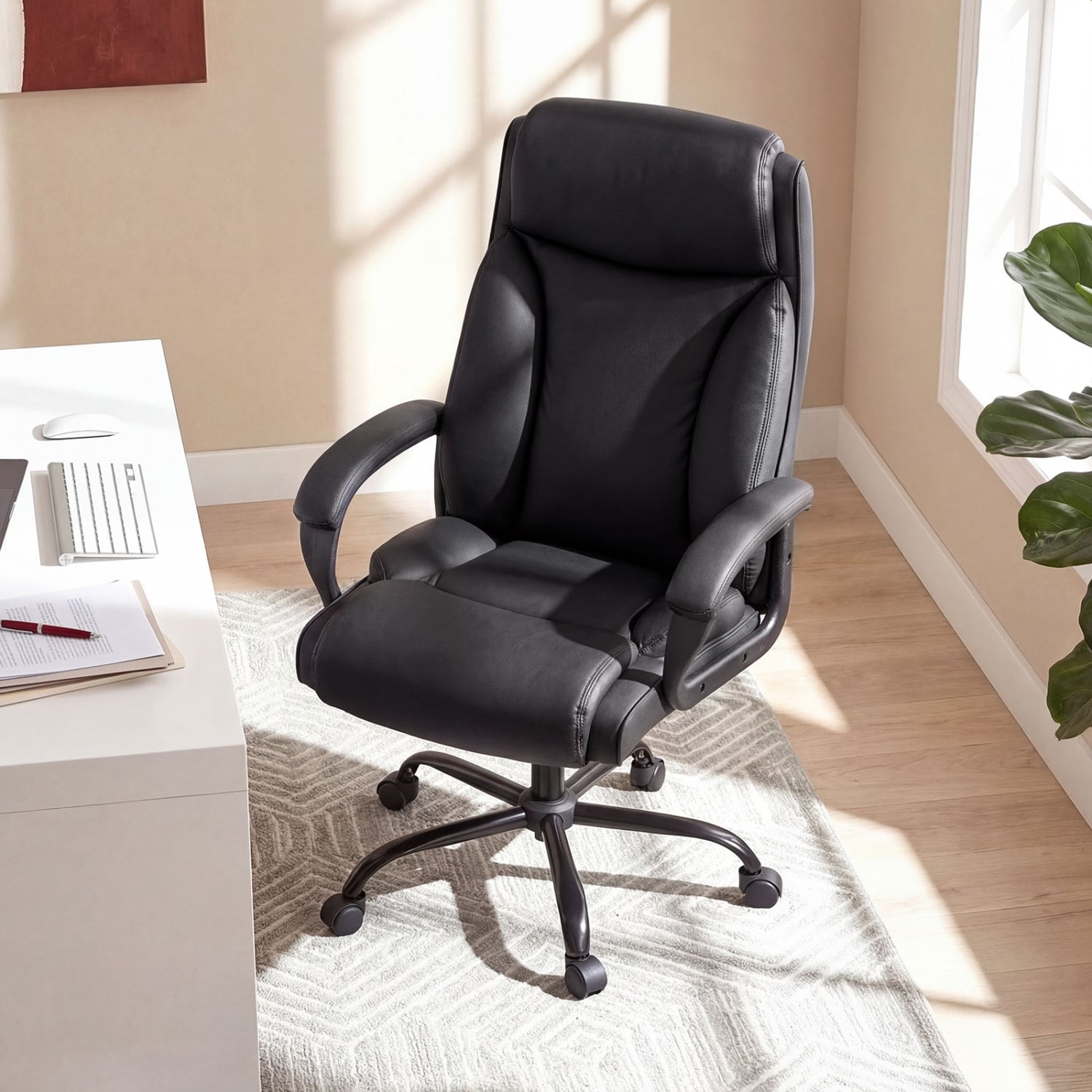 400 Pounds Big and Tall Adjustable High Back Leather Office Chair