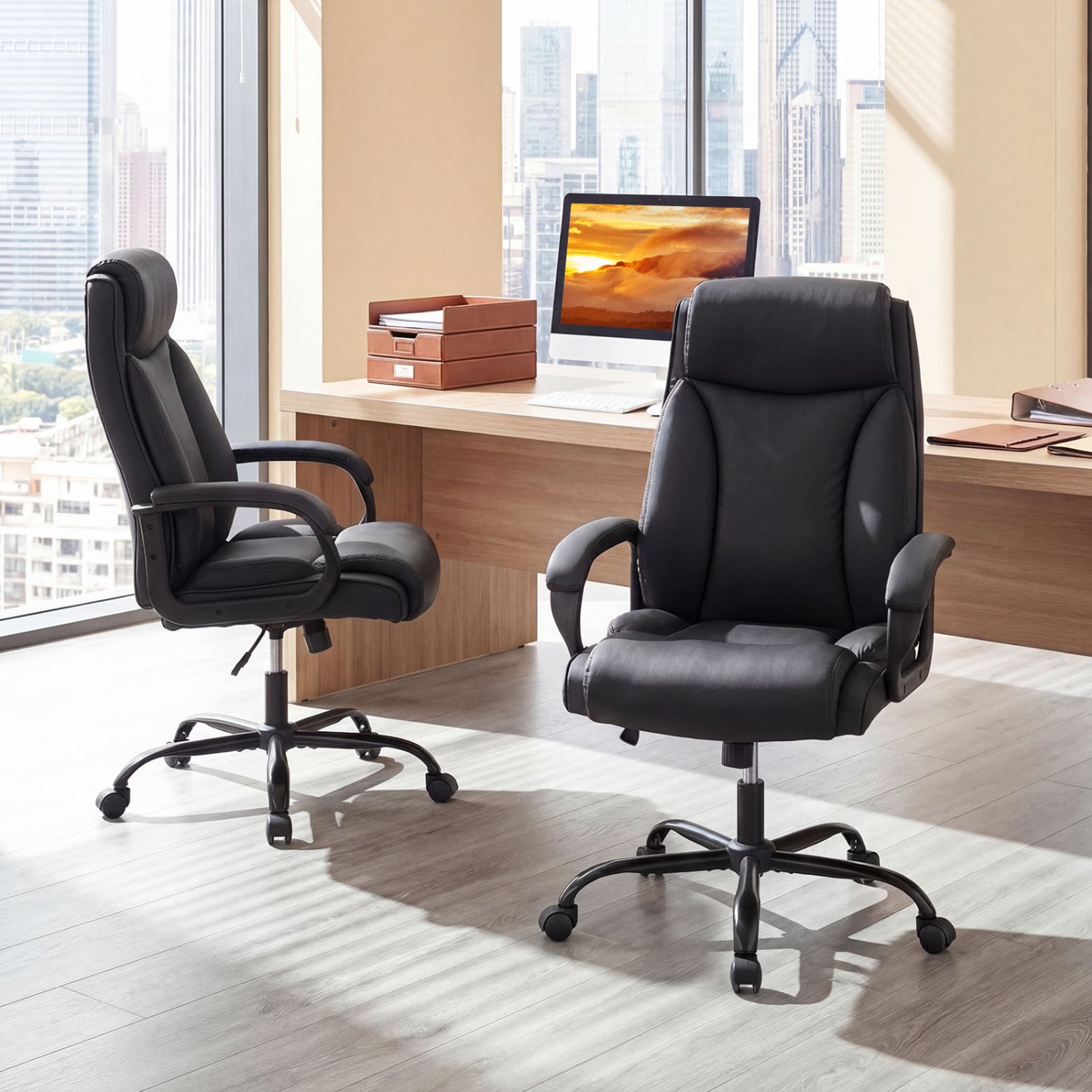 400 Pounds Big and Tall Adjustable High Back Leather Office Chair