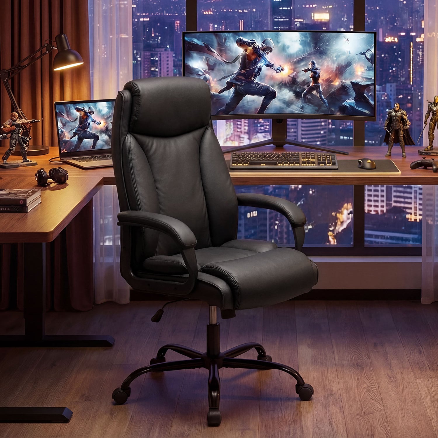 400 Pounds Big and Tall Adjustable High Back Leather Office Chair