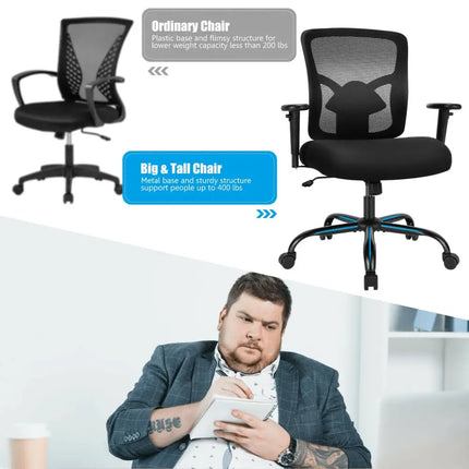 400LBS Mesh Big and Tall Office Chair Swivel Task Chair Costway