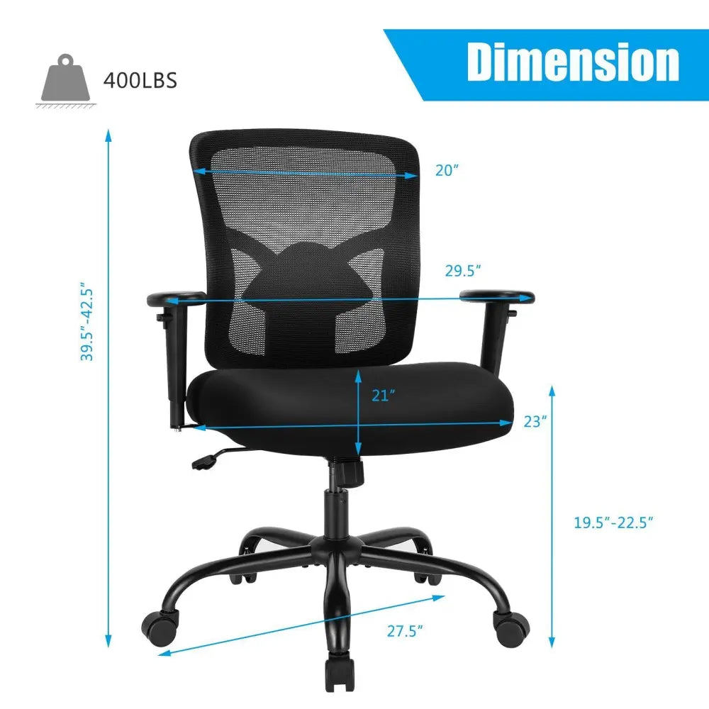 400LBS Mesh Big and Tall Office Chair Swivel Task Chair Costway