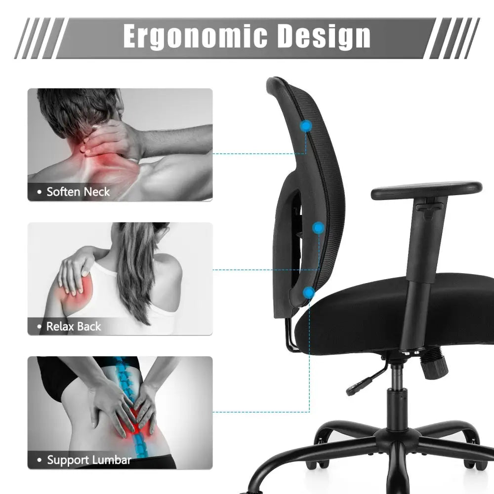 400LBS Mesh Big and Tall Office Chair Swivel Task Chair Costway