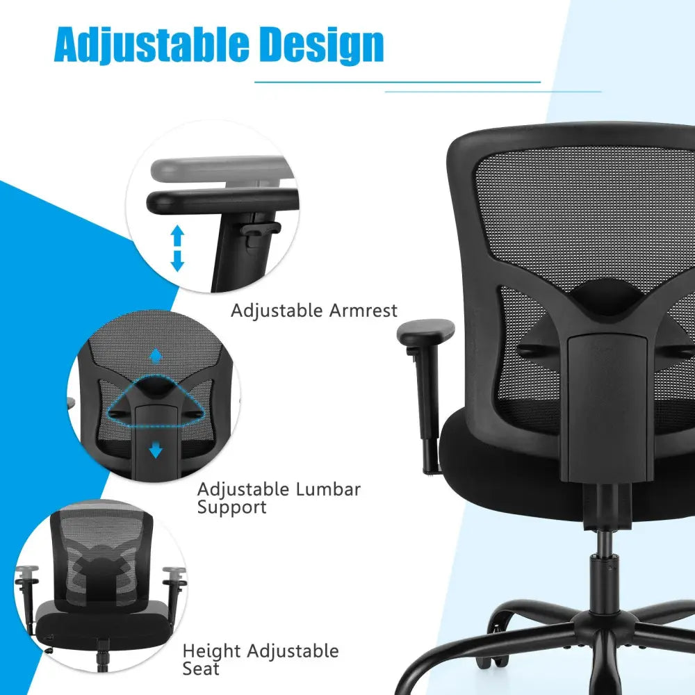 400LBS Mesh Big and Tall Office Chair Swivel Task Chair Costway