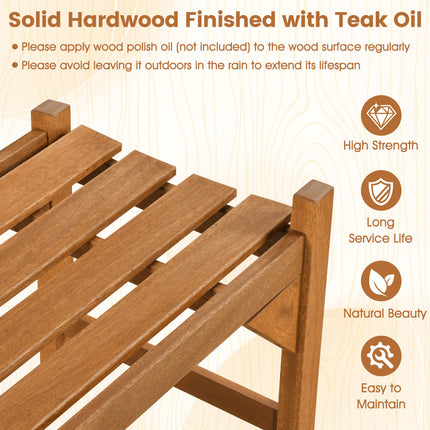 40 Inch Outdoor Bench with Slatted Contoured Seat for Deck Entryway-Set of 2