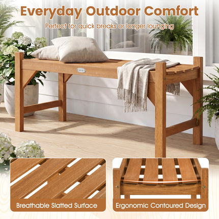 40 Inch Outdoor Bench with Slatted Contoured Seat for Deck Entryway-Set of 2