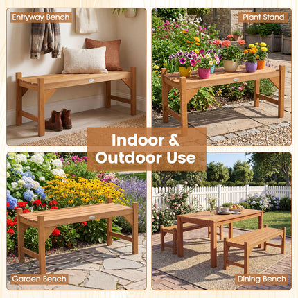 40 Inch Outdoor Bench with Slatted Contoured Seat for Deck Entryway-Set of 2