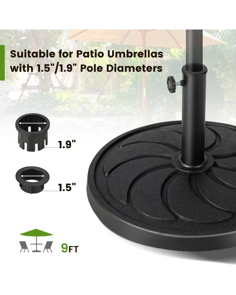 40LBS 21.5Inch Round Outdoor Umbrella Base - Black - Outdoor Umbrella Bases