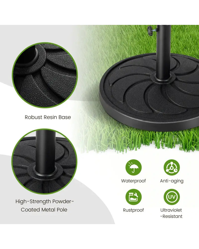 40LBS 21.5Inch Round Outdoor Umbrella Base - Black - Outdoor Umbrella Bases