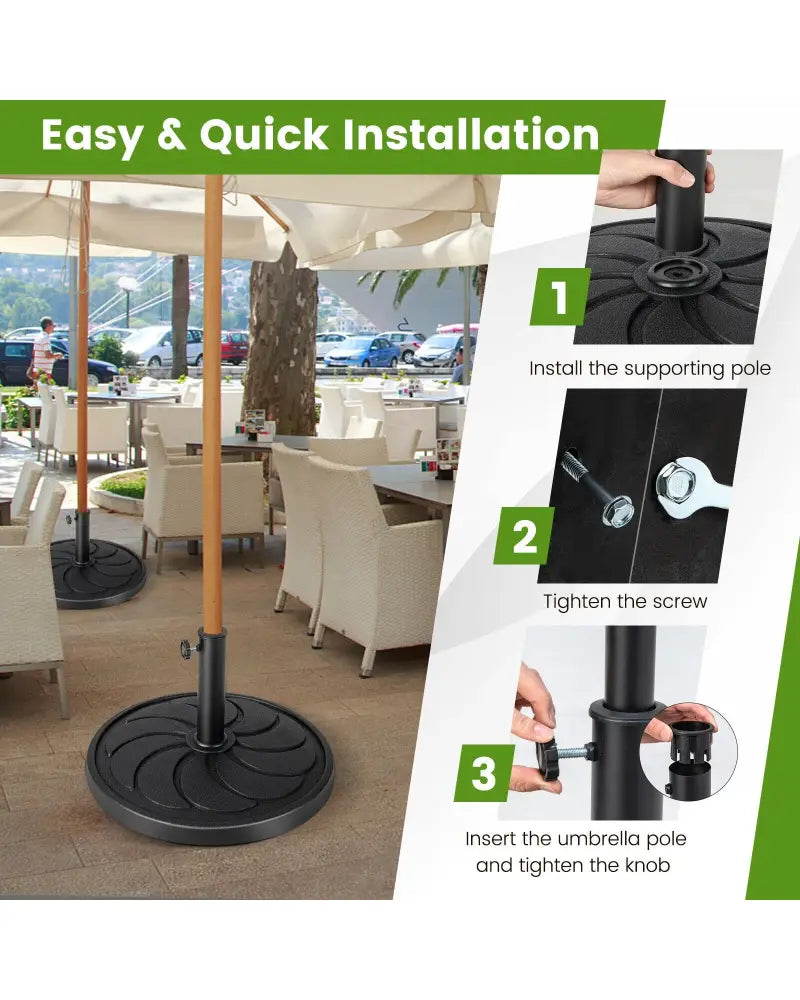 40LBS 21.5Inch Round Outdoor Umbrella Base - Black - Outdoor Umbrella Bases
