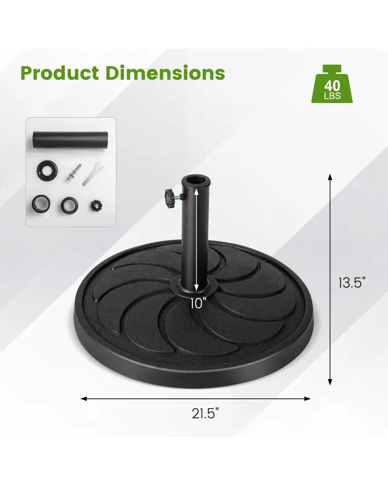 40LBS 21.5Inch Round Outdoor Umbrella Base - Black - Outdoor Umbrella Bases
