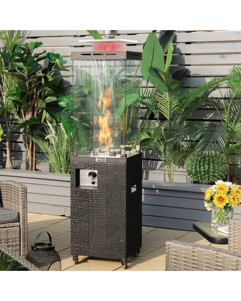 41 000 BTU Propane Patio Heater with Lockable Wheels-Black - Black - Patio Heaters