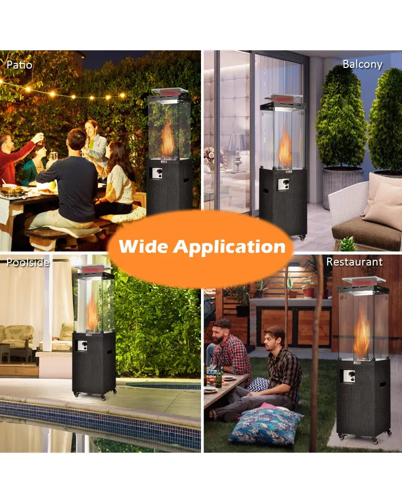 41 000 BTU Propane Patio Heater with Lockable Wheels-Black - Black - Patio Heaters