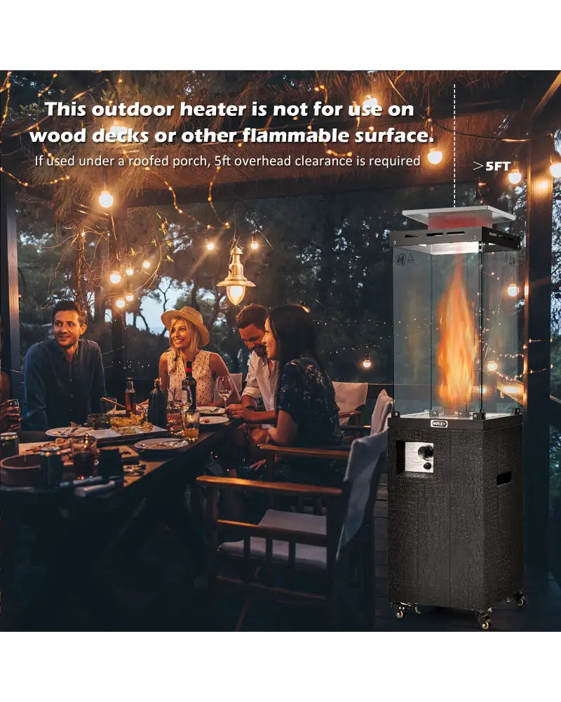 41 000 BTU Propane Patio Heater with Lockable Wheels-Black - Black - Patio Heaters