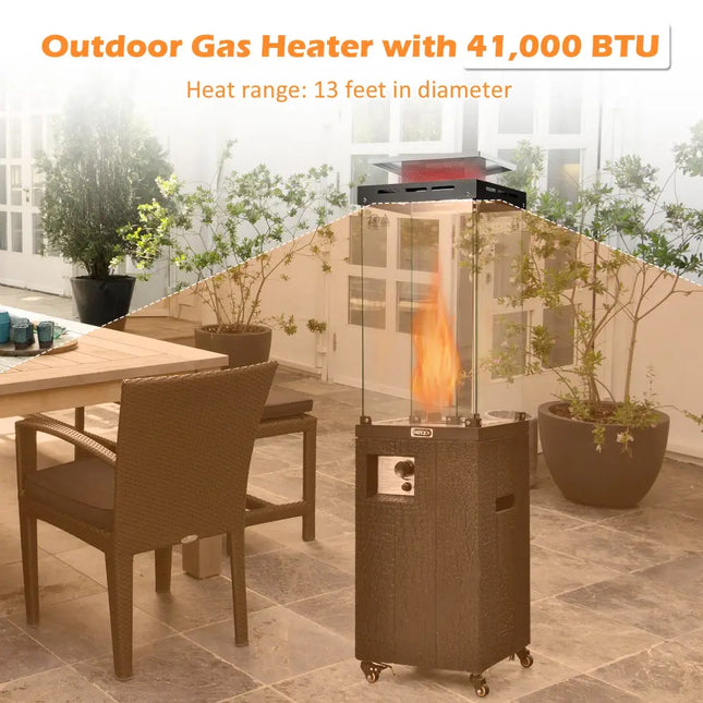 41 000 BTU Propane Patio Heater with Lockable Wheels-Black - Black - Patio Heaters