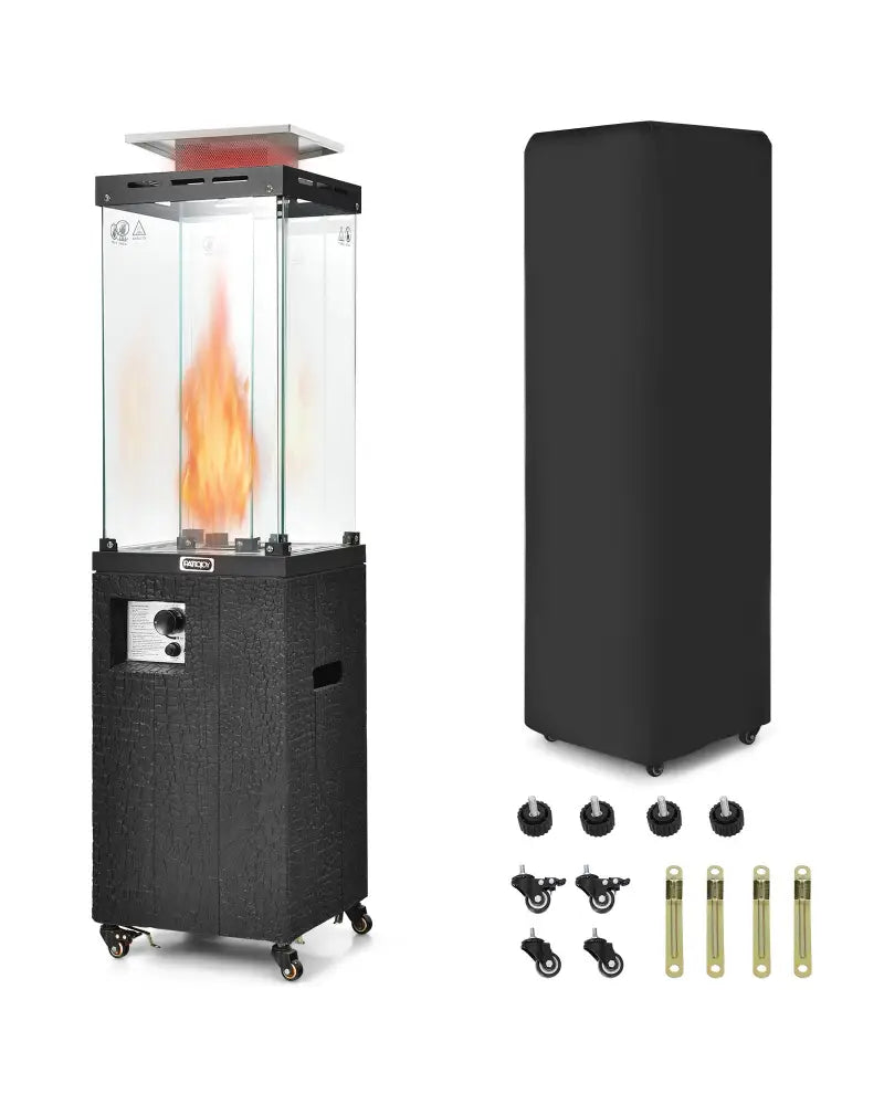 41 000 BTU Propane Patio Heater with Lockable Wheels-Black - Black - Patio Heaters