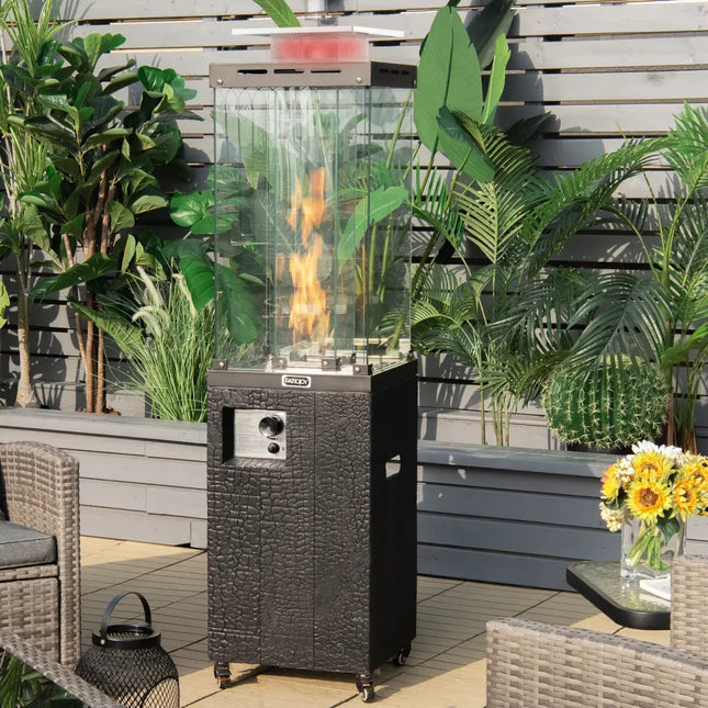 41 000 BTU Propane Patio Heater with Lockable Wheels-Black - Black - Patio Heaters