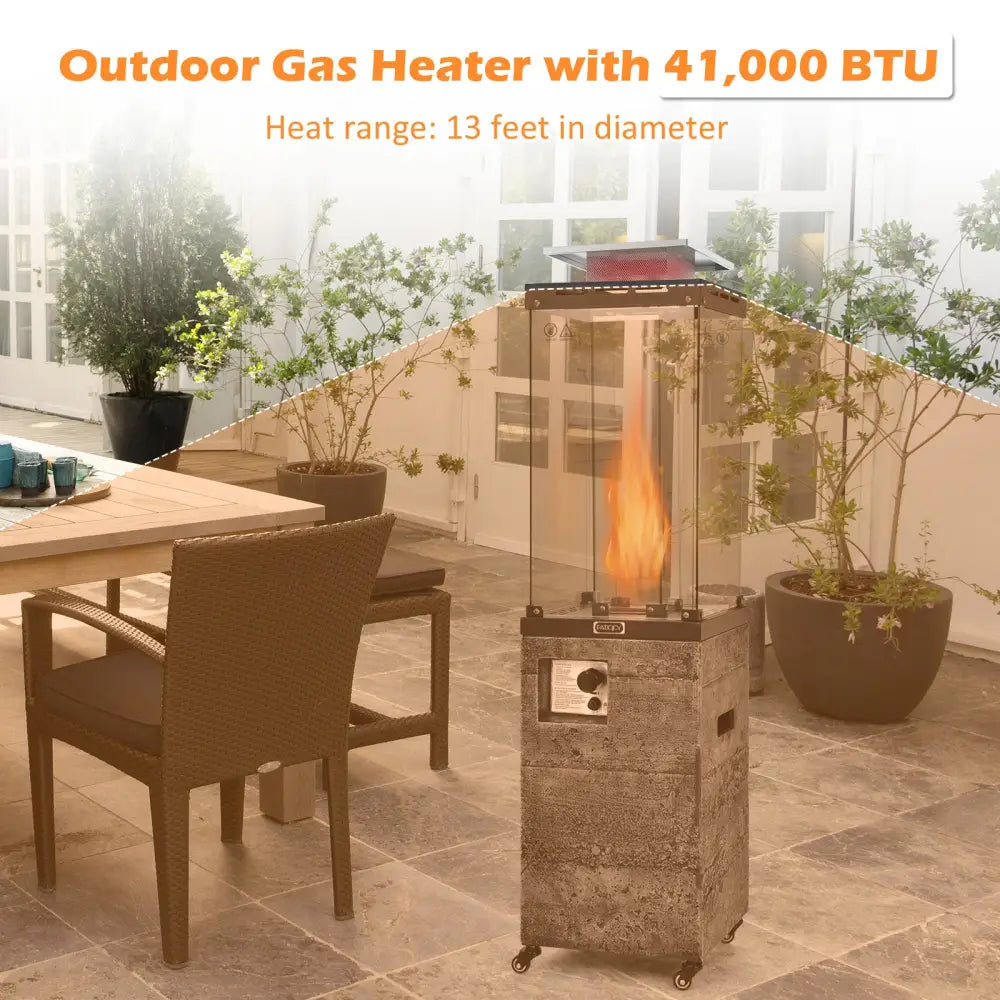 41 000 BTU Propane Patio Heater with Lockable Wheels-Dark Gray - Dark Gray - Patio Heaters