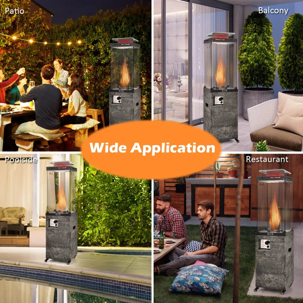 41 000 BTU Propane Patio Heater with Lockable Wheels-Dark Gray - Dark Gray - Patio Heaters